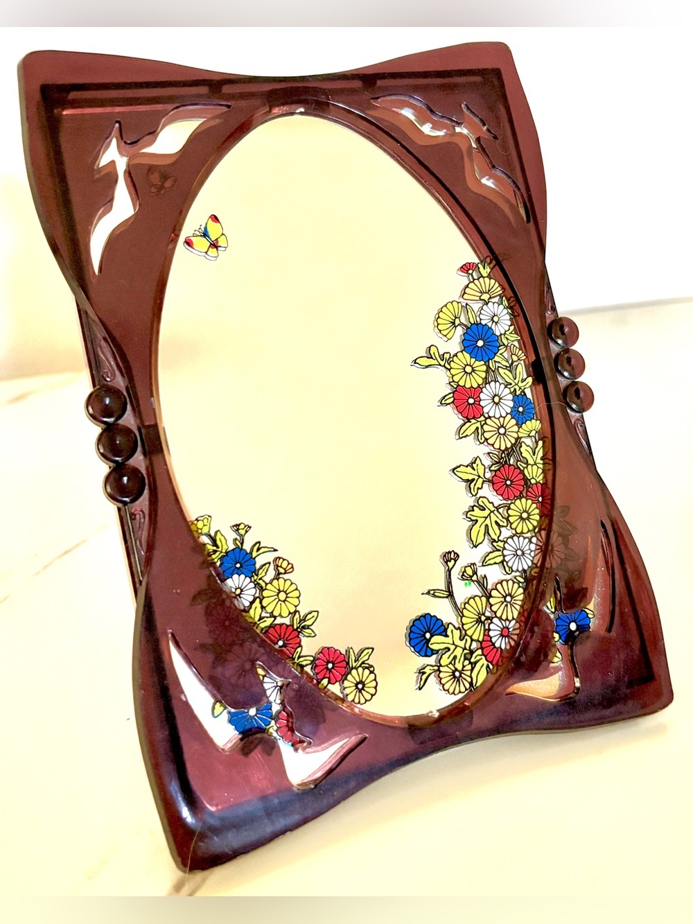 1978 Yaps Mirror Music Box “You Light Up My Life” Vintage Tortoiseshell Frame